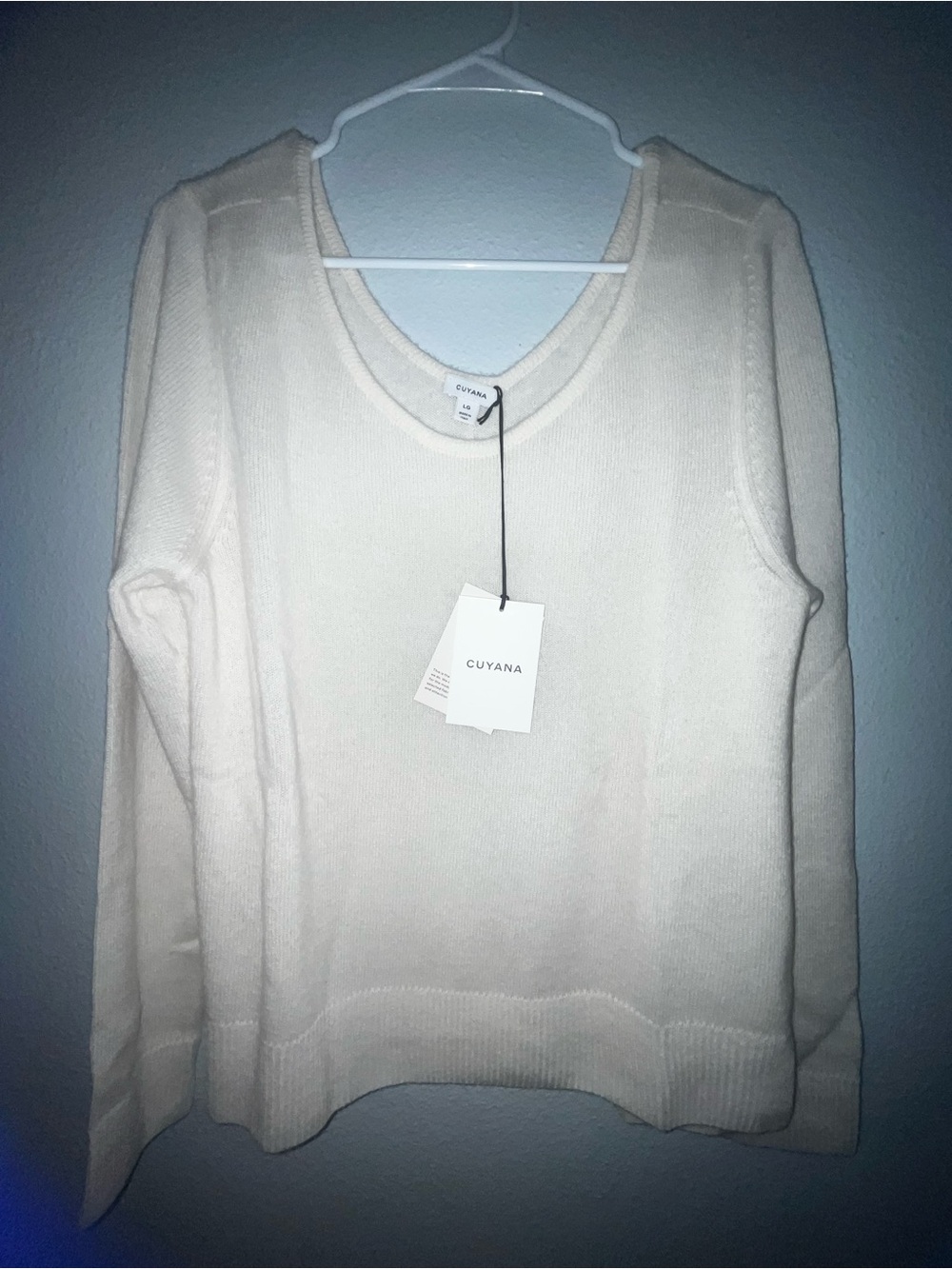 Cuyana Cream Cashmere-Silk Crewneck Sweater